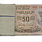 Rare ₹50 old note packet with serial number 608801 signed by R.N. Malhotra, RBI old issue 100 UNC notes full bundle