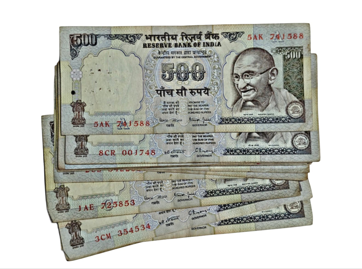 Rare ₹500 old Gandhi series note with silver security thread, discontinued RBI issue collectible currency