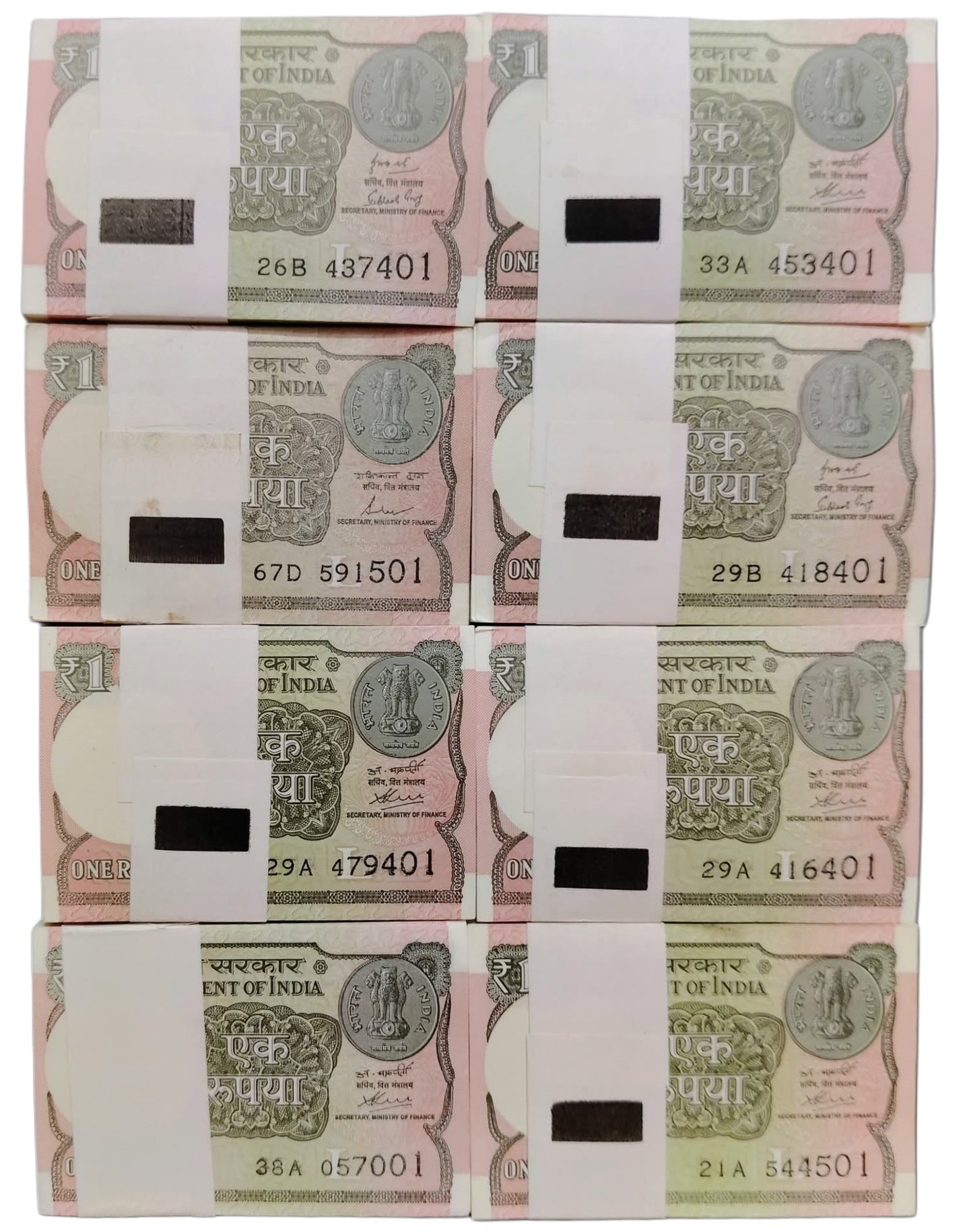 1 Note Packets (2017, 2018, 2019) – 100 Pieces Each | Rare UNC Government of India Issue | Collectible Indian Currency