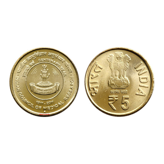 Rs 5 Indian Council of Medical Research 1911-2011 Coin | Rare