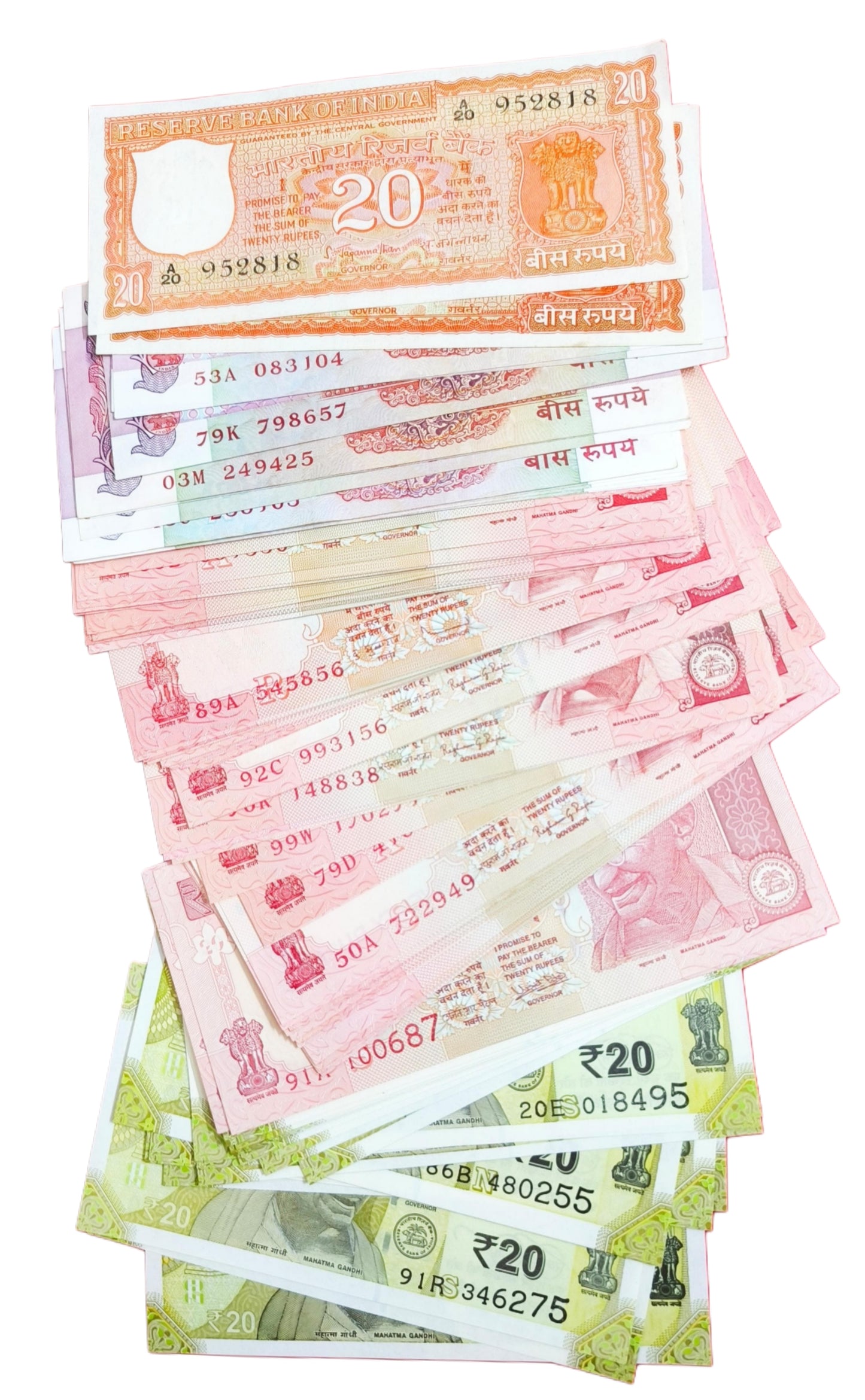 ₹20 Note 88 Pieces Complete Signature Set – Extremely Rare Indian Currency Collection"