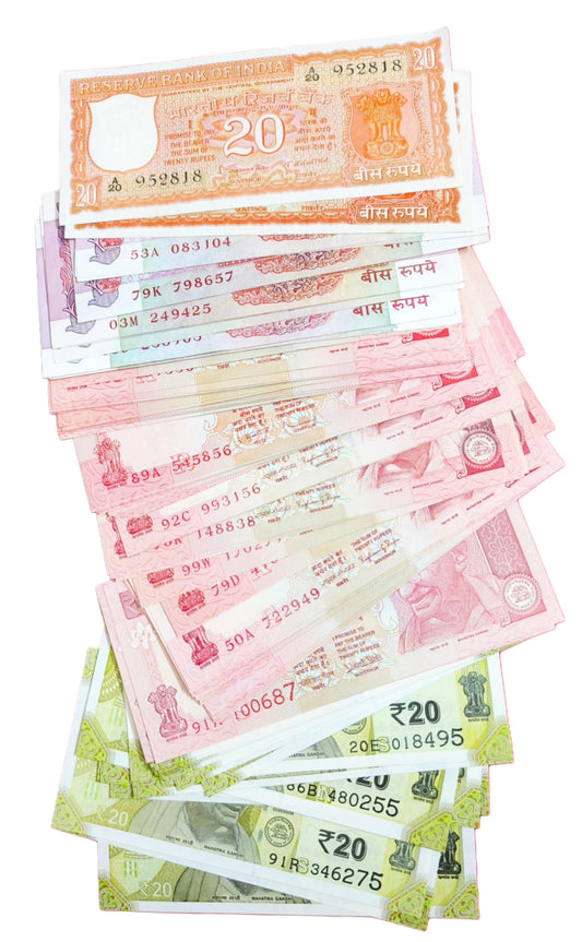 ₹20 Note 88 Pieces Complete Signature Set – Extremely Rare Indian Currency Collection"