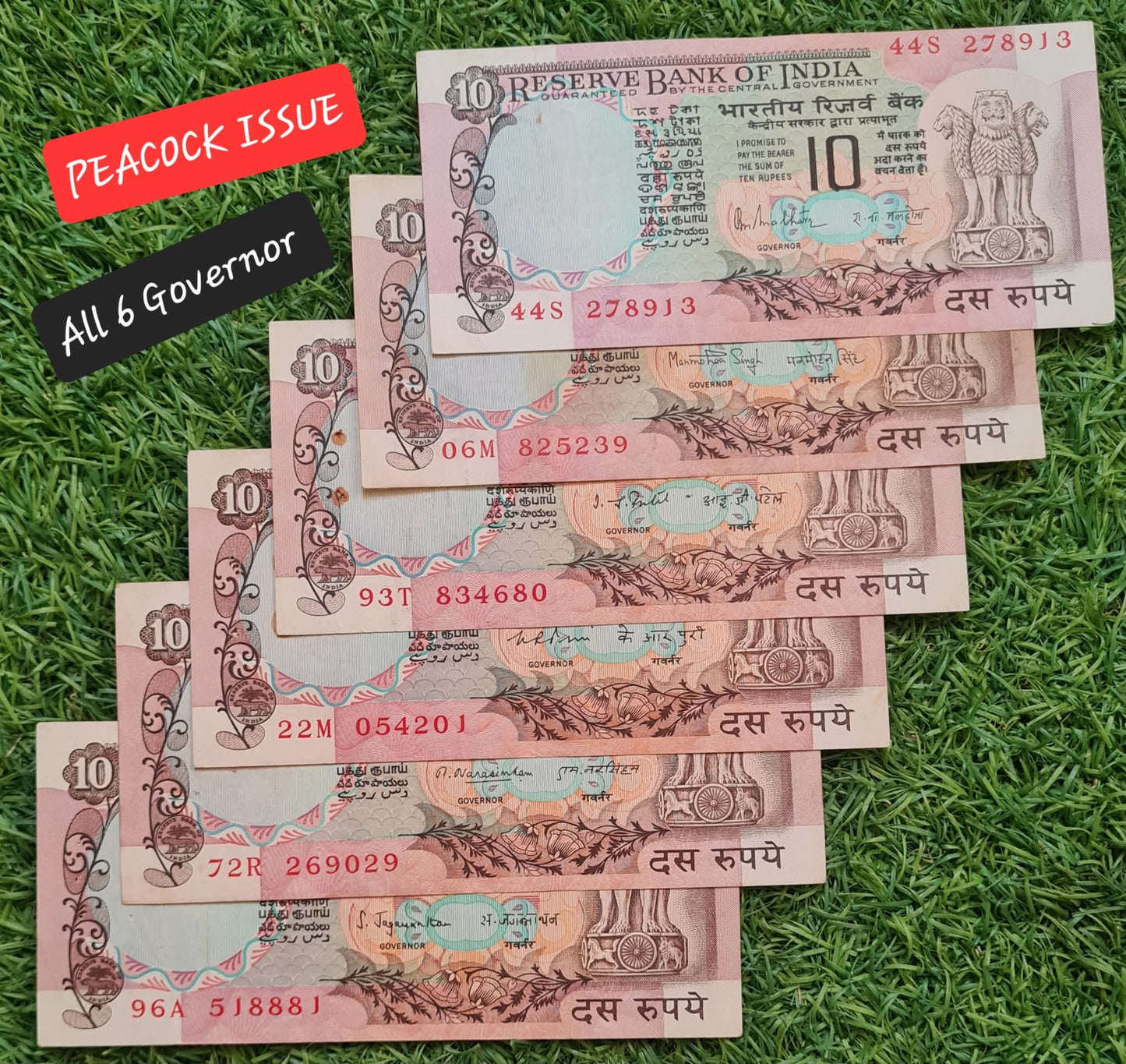 PEACOCK BEAUTY ISSUE 10/-
ALL GOVERNORS ISSUE
6 NON- UNC NOTE SET
