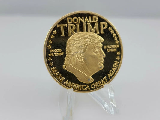 Donald Trump Gold Plated Commemorative Coin | Make America Great Again Souvenir | Rare Collectible Coin