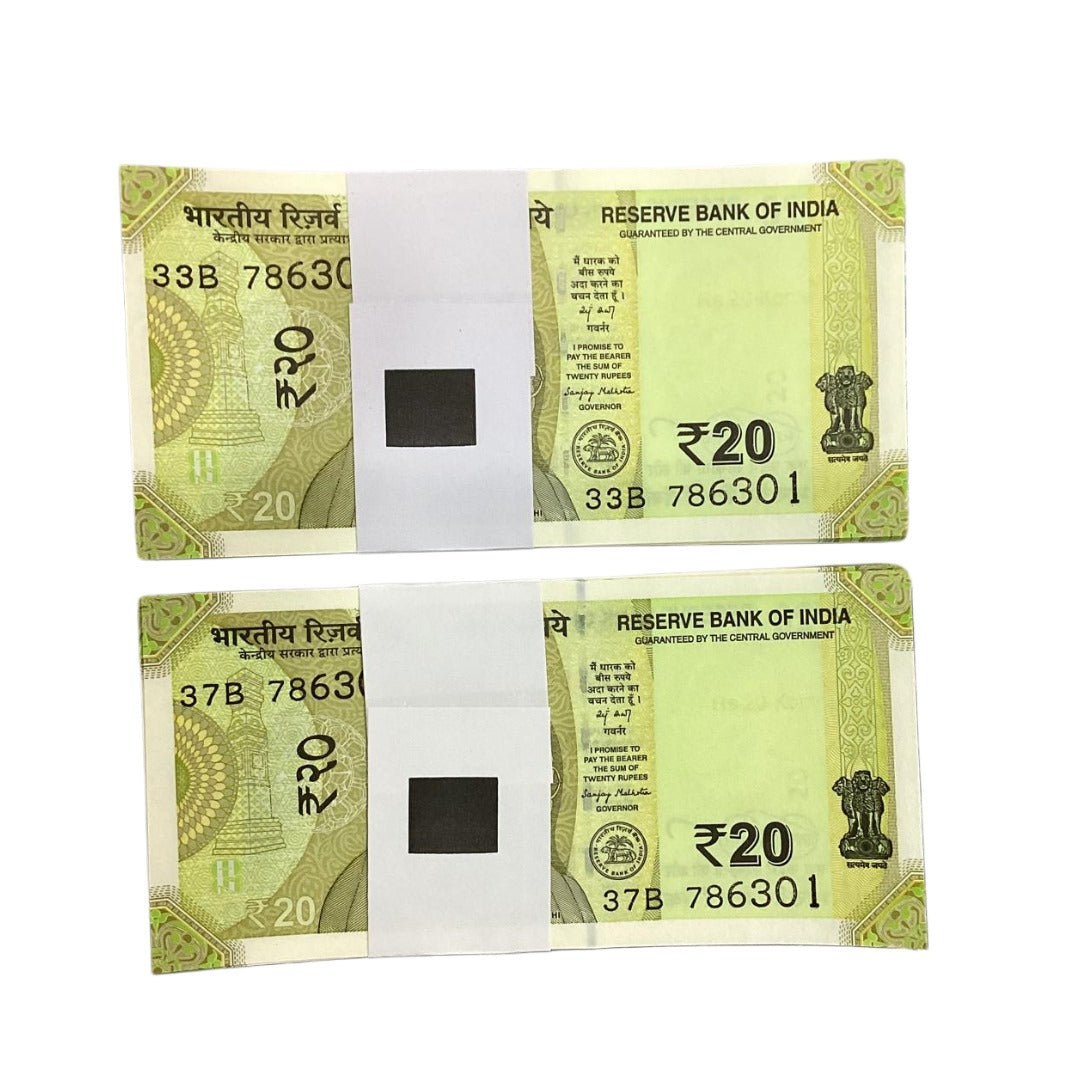 20 Note Packet (100 Notes) – Consecutive Serial Series 786301 | Rare Indian Currency each packet price mantion