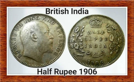 British India Edward king emperor 1906 Half rupee extremely rare