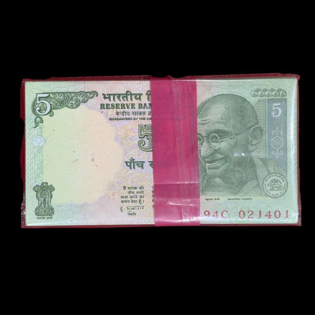 Rs 5 tractor Gandhi 100 note sirial not 021401  name D Subbarao  rare