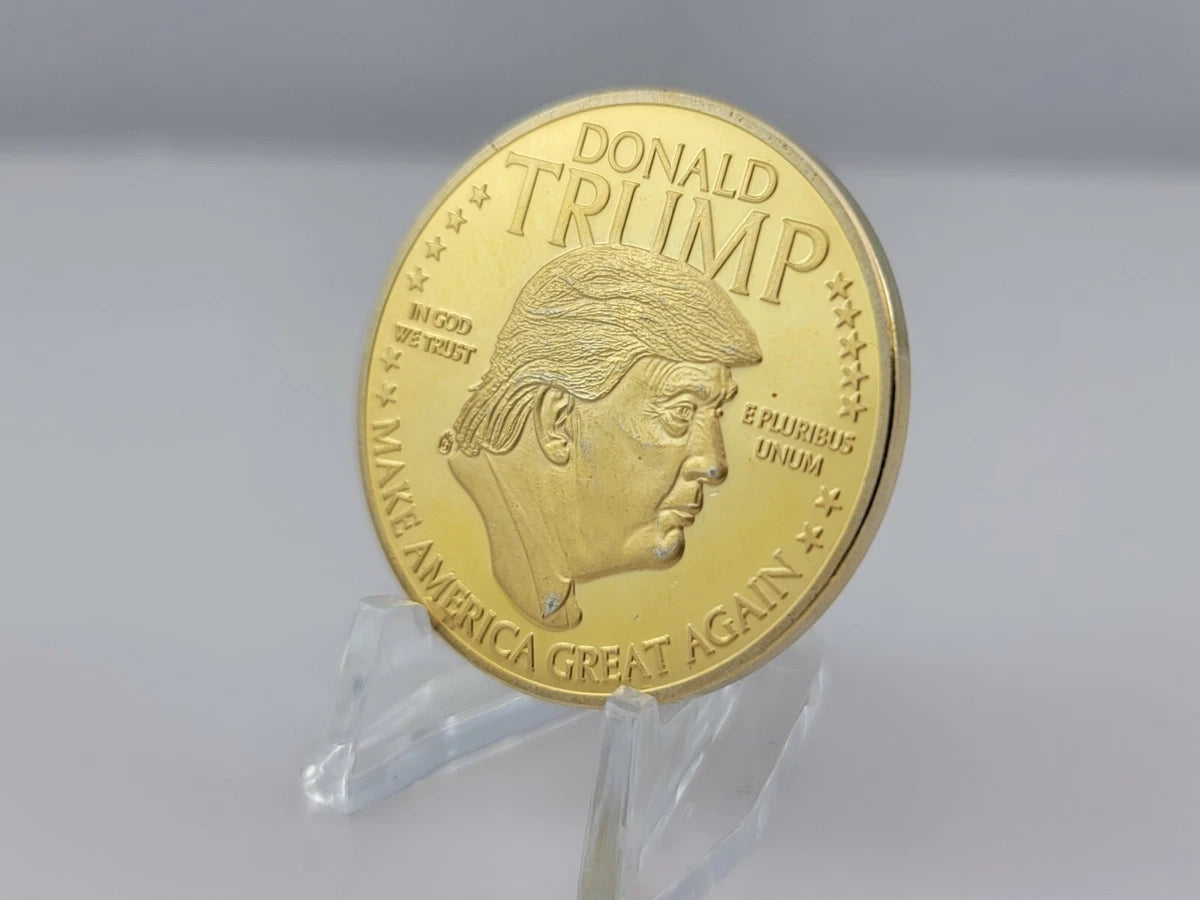 Donald Trump Gold Plated Commemorative Coin | Make America Great Again Souvenir | Rare Collectible Coin