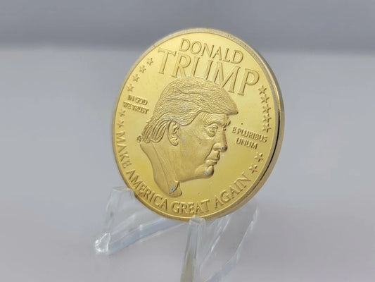 Donald Trump Gold Plated Commemorative Coin | Make America Great Again Souvenir | Rare Collectible Coin