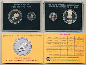 150 Years of Telecommunications 2004 Proof Coin Set | India Commemorative Coins | Rare Collectible Mint Set