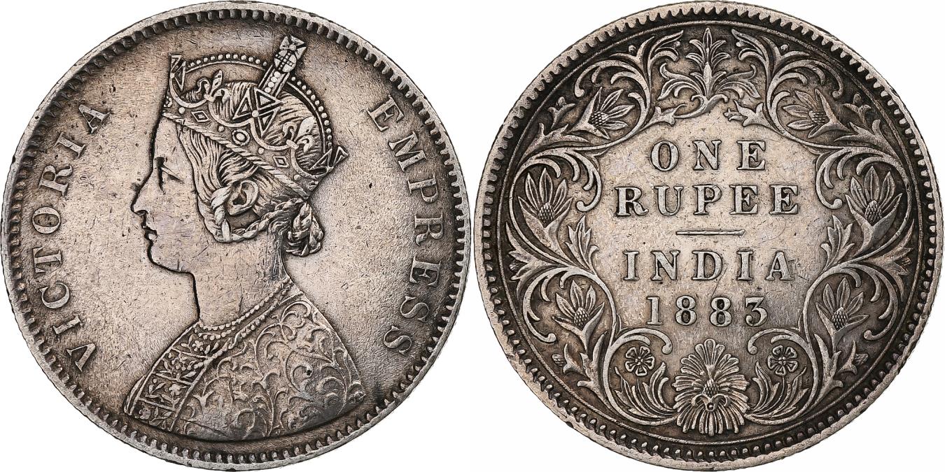 1883 One Rupee Victoria Empress Silver Coin – Rare British India Collectible