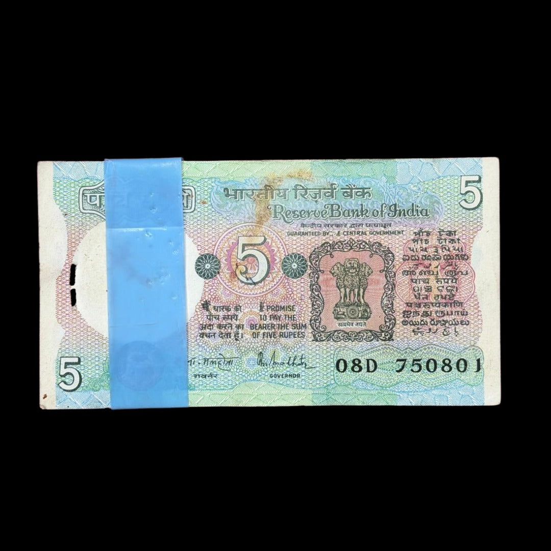 Rs 5 tractor  750801 100 note sirial  packet  governor RN Malhotra rare