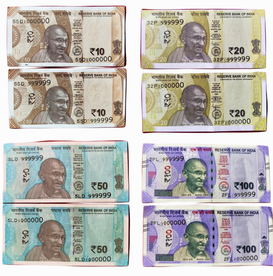 Buy Rare Indian Notes | 999999 & 1000000 Serial Number Currency Collection