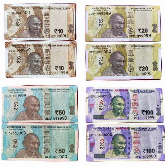 Buy Rare Indian Notes | 999999 & 1000000 Serial Number Currency Collection
