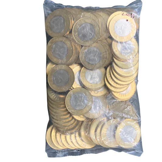 2019 ₹10 Noida Mint UNC Pack – Rare Bimetallic Coins | Collector’s Choice | 100 Pcs Sealed Pack"