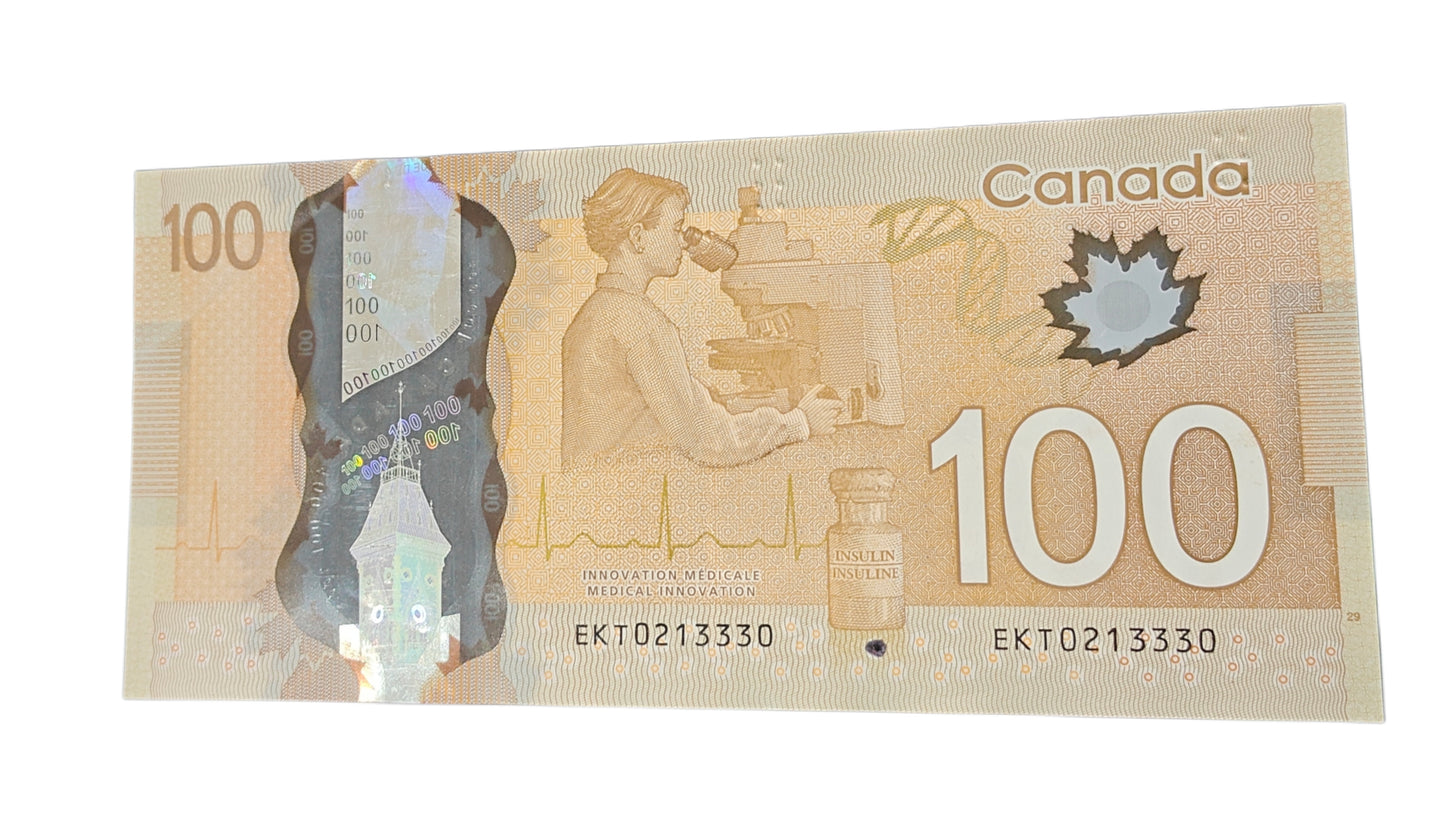 Canada $100 Polymer Banknote – Rare Collectible Currency