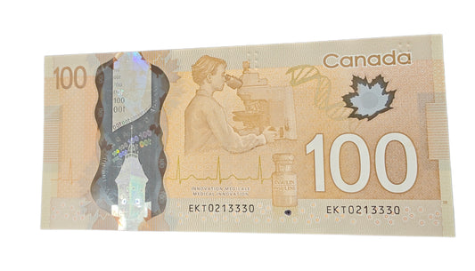 Canada $100 Polymer Banknote – Rare Collectible Currency