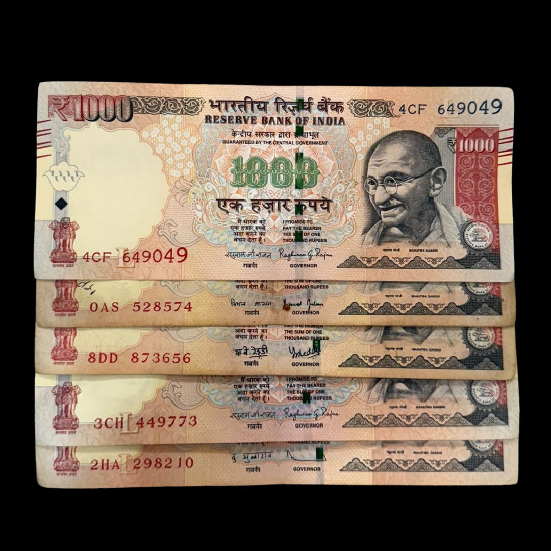 rs 1000 bank note india 5 difrent governor extremely set 5 pis lowest price