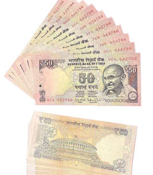 ₹50 Old Issue 10 Notes Set | All Ending 786 | Lucky Fancy Number Currency Collection for Collectors