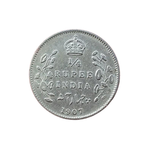 1907 1/4 Rupee Edward VII Silver Coin | Rare British India Coin | King & Emperor Collectible