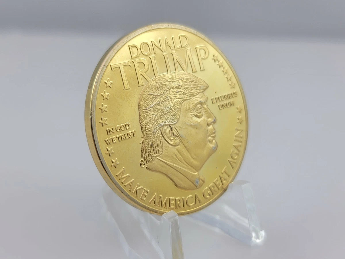 Donald Trump Gold Plated Commemorative Coin | Make America Great Again Souvenir | Rare Collectible Coin