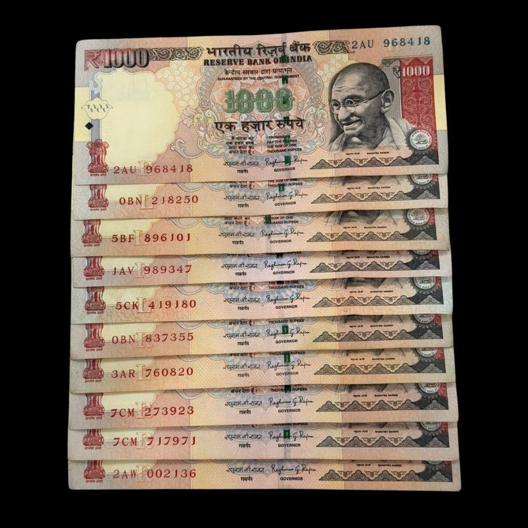 rs 1000 10 note set exelent condition governor name raghu ram rajan