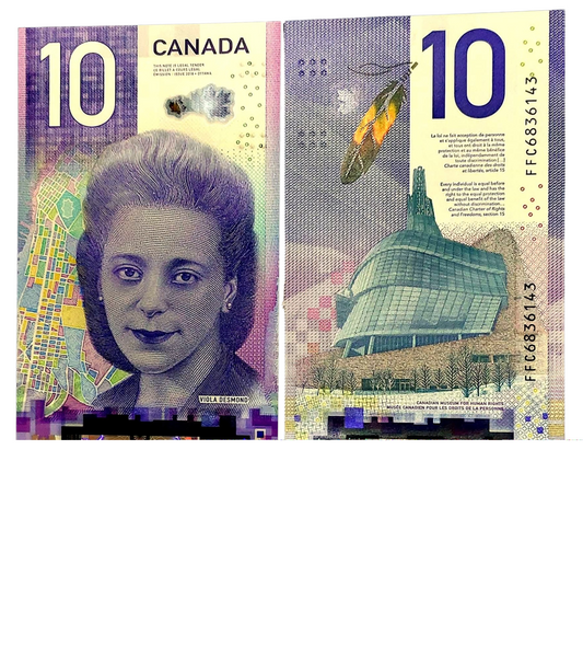 Canada $10 Viola Desmond Banknote 2018 History"