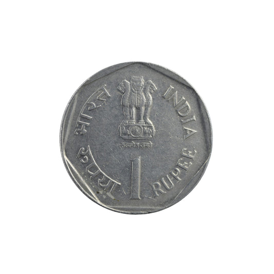 1988 Rs 1 Indian commemorative coin featuring rainfed farming design issued under the FAO theme by the Government of India.