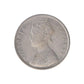 Rare 1877 India one rupee silver coin featuring Queen Victoria Empress with floral wreath reverse design, first empress issue British India coin.