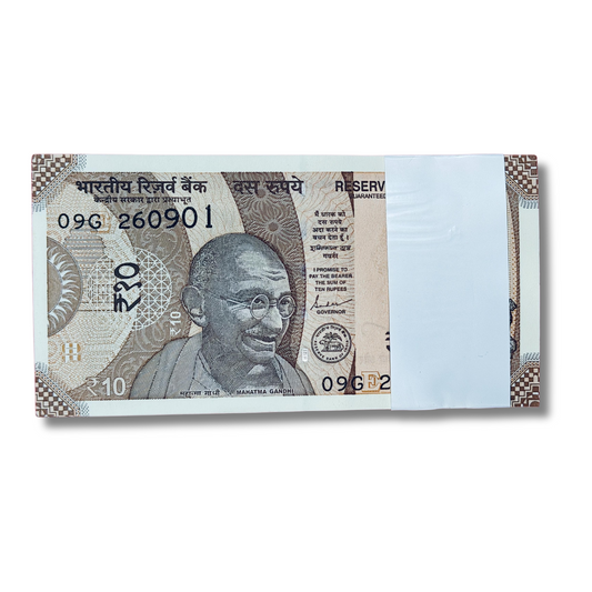 Rs 10 note packet with birthday anniversary number 26.09.2001 (260901) in GEM UNC condition, 100 notes bundle.