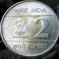 Rs 2 Indian Air Force Platinum Jubilee 2007 commemorative coin with Wapiti and fighter jet design-2