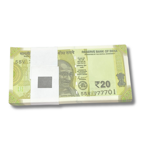 Rs 20 Note Packet 777701 to 777800 with Fancy 777777 Included UNC