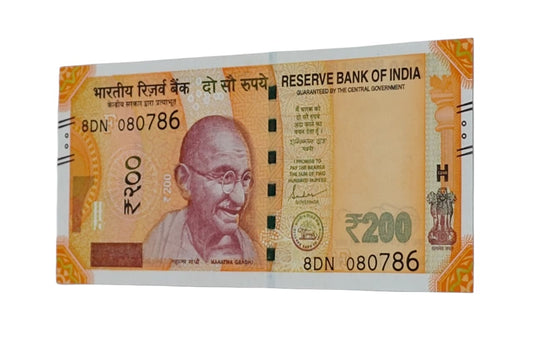 Rare Rs 200 note with birthday serial 08.07.86, issued under Shaktikanta Das in UNC condition, collectible fancy number note.