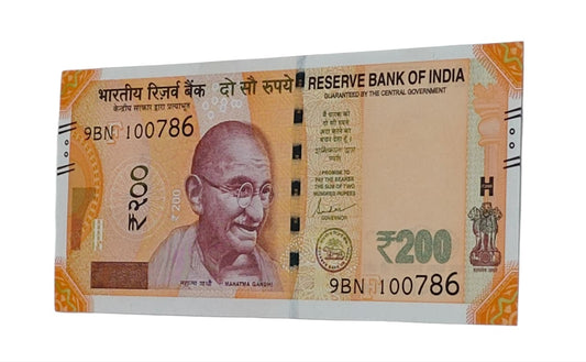 Rare Rs 200 note with birthday date 10.07.86 in UNC condition, issued under Shaktikanta Das, collectible fancy number currency note.