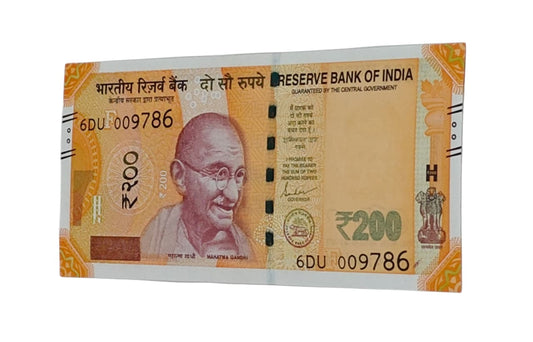 Rare Rs 200 note with serial 009786 starting lower and ending 786 holy Bismillah number signed by Shaktikanta Das UNC condition.