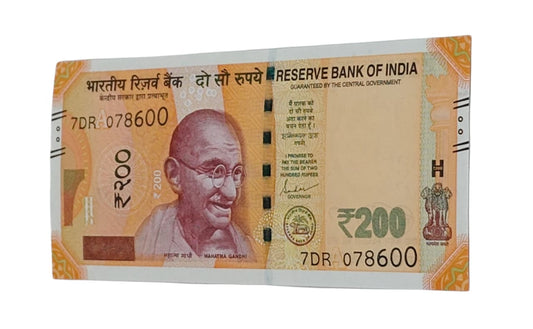 Rare Rs 200 note with serial number 078600 Bismillah holy number UNC condition signed by Shaktikanta Das