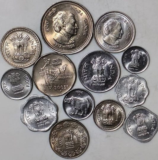 rs republic India coin set all difrent 13 coin exilent condition rare - Collection Bazzar