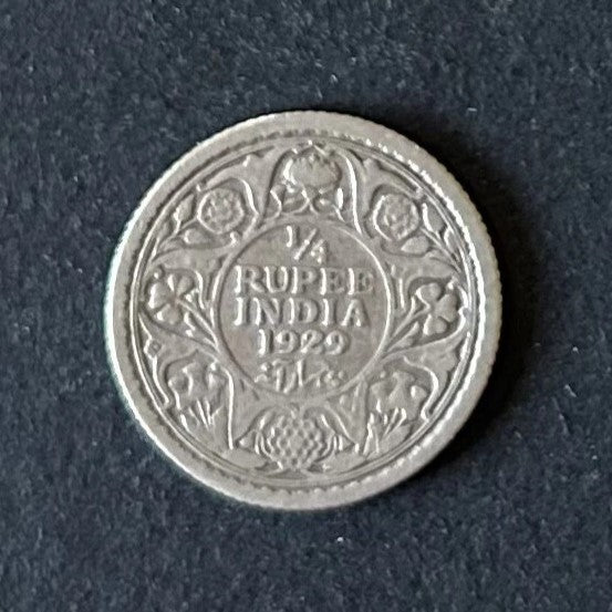 Quarter Rupee 1/4 Silver Coin 1929 George V King Emperor Rare